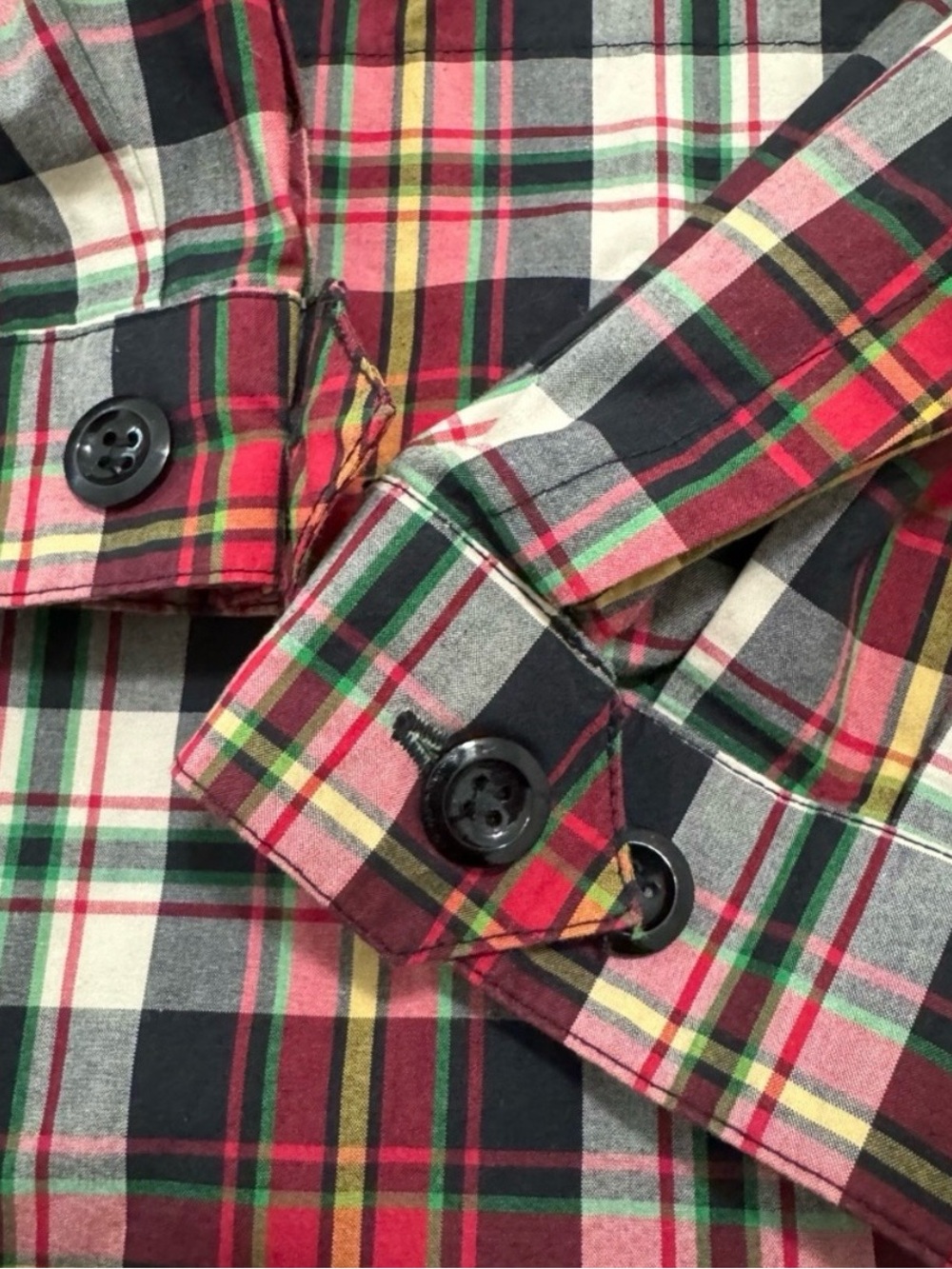 VINTAGE 1990’s J Crew plaid tartan hooded anorak windbreaker jacket half zip XS - Picture 7 of 11